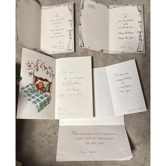 Vintage Lot Of Five Christmas Cards - Picture 5 of 5